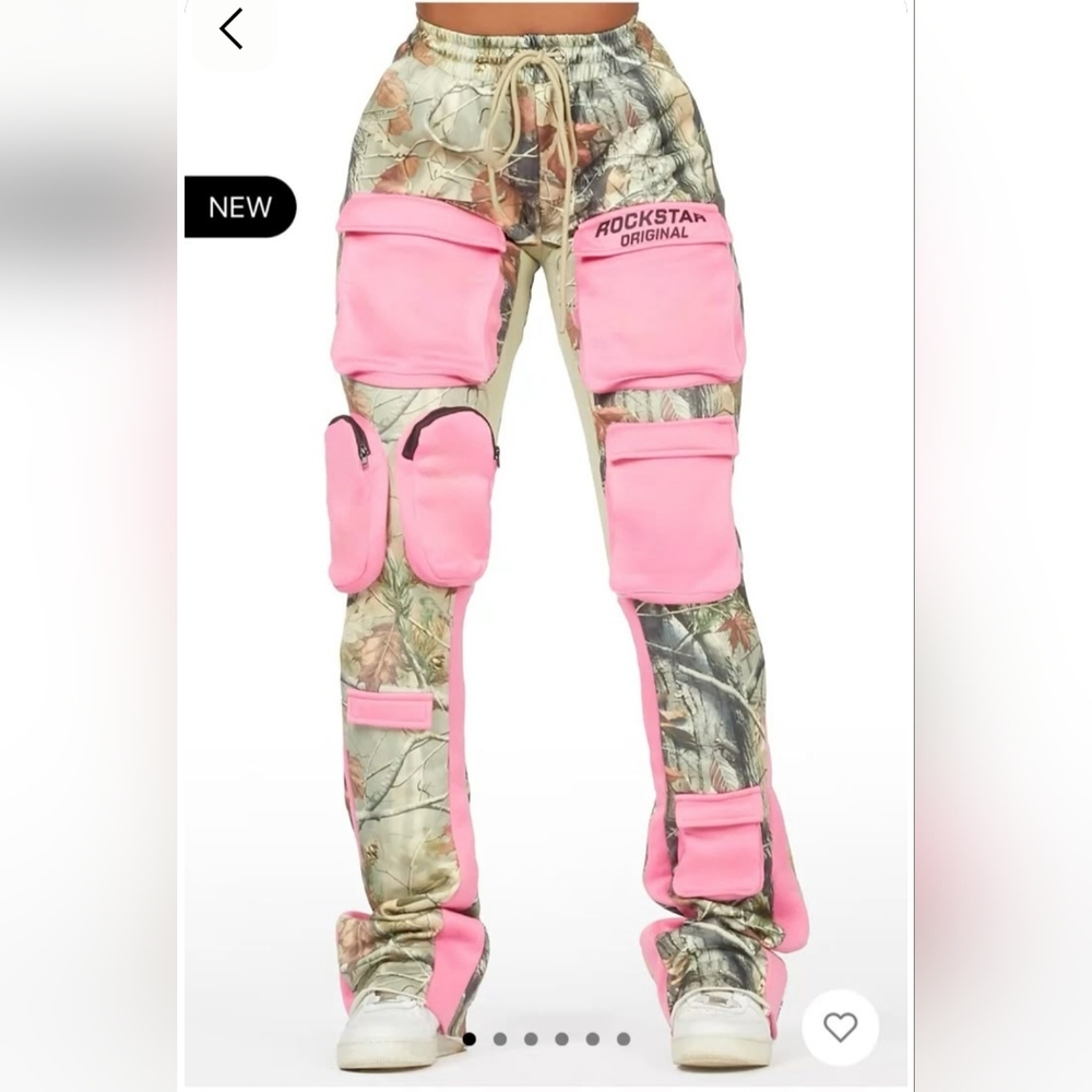 Rockstar Original Pink and Camo Stacked  Pants
